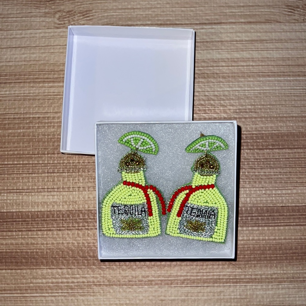 Beaded tequila & lime earrings